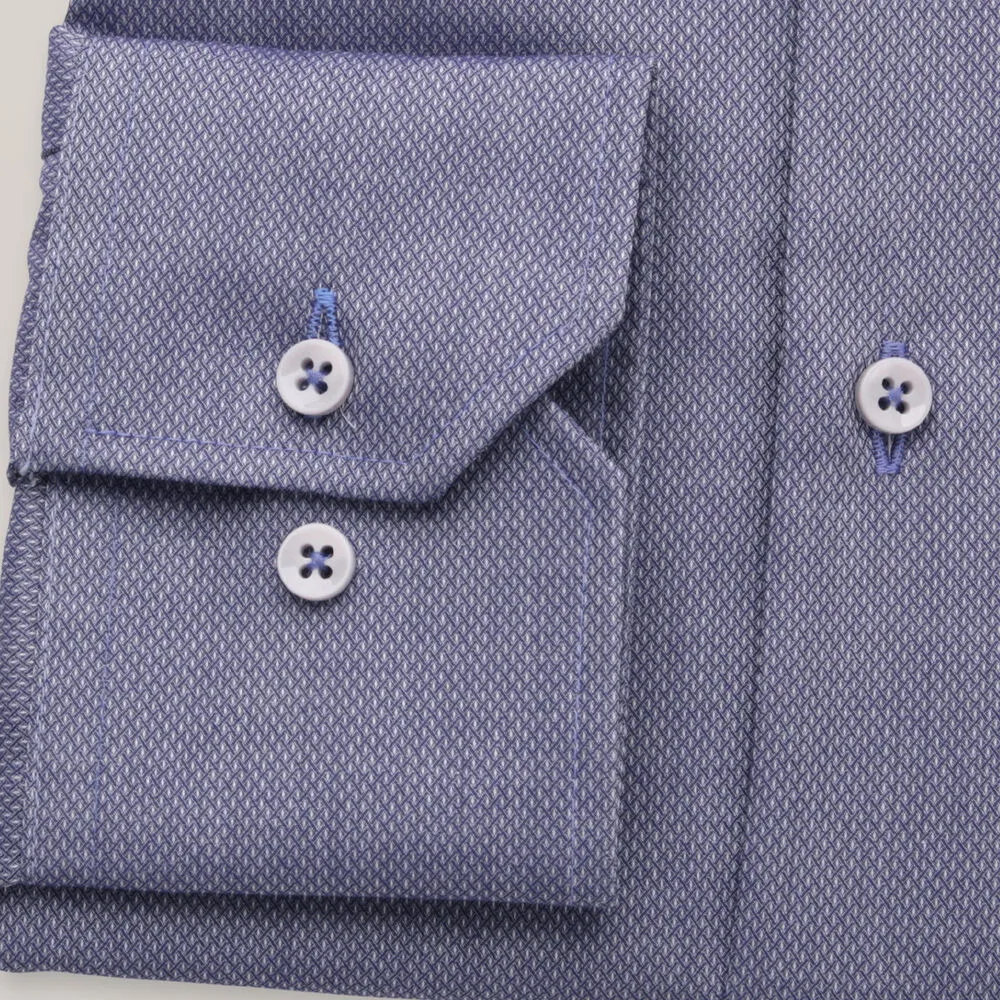 Klassisches Herrenhemd mit kleinem blauen Flechtmuster 15856