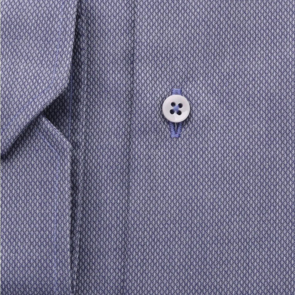 Klassisches Herrenhemd mit kleinem blauen Flechtmuster 15856